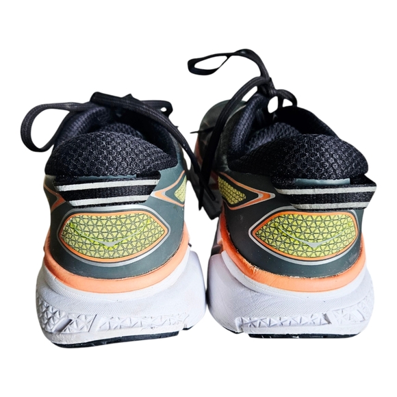 Women's Hoka One Clifton 2 Grey Neon Orange Athletic Sneaker Lace Up Size 9.5 - Picture 8 of 10